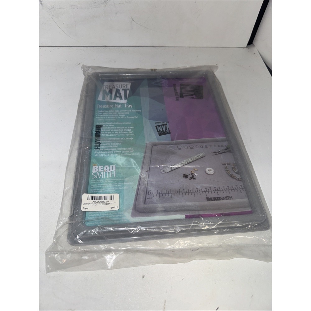 Beadsmith BMT12 Flocked Treasure Mat Tray with Clear Lid - 12.5 x 9.25
